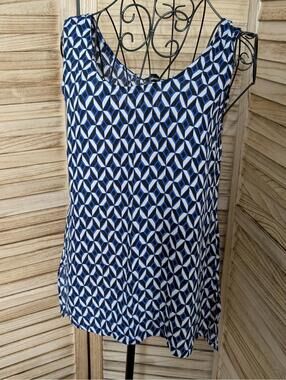 Banana Republic Blue Black White Rayon Geometric Tank XS